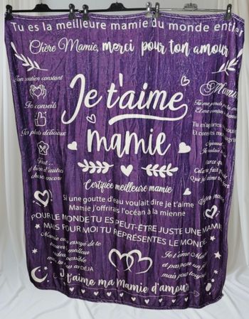 💥Plaid polaire , tout doux , " Je t'aime Mamie "
