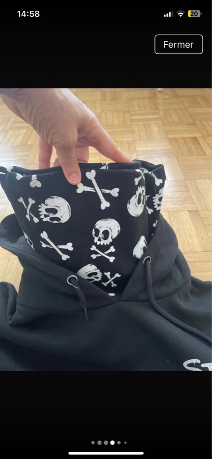 Sweat à capuche noir tête d mort - photo numéro 5