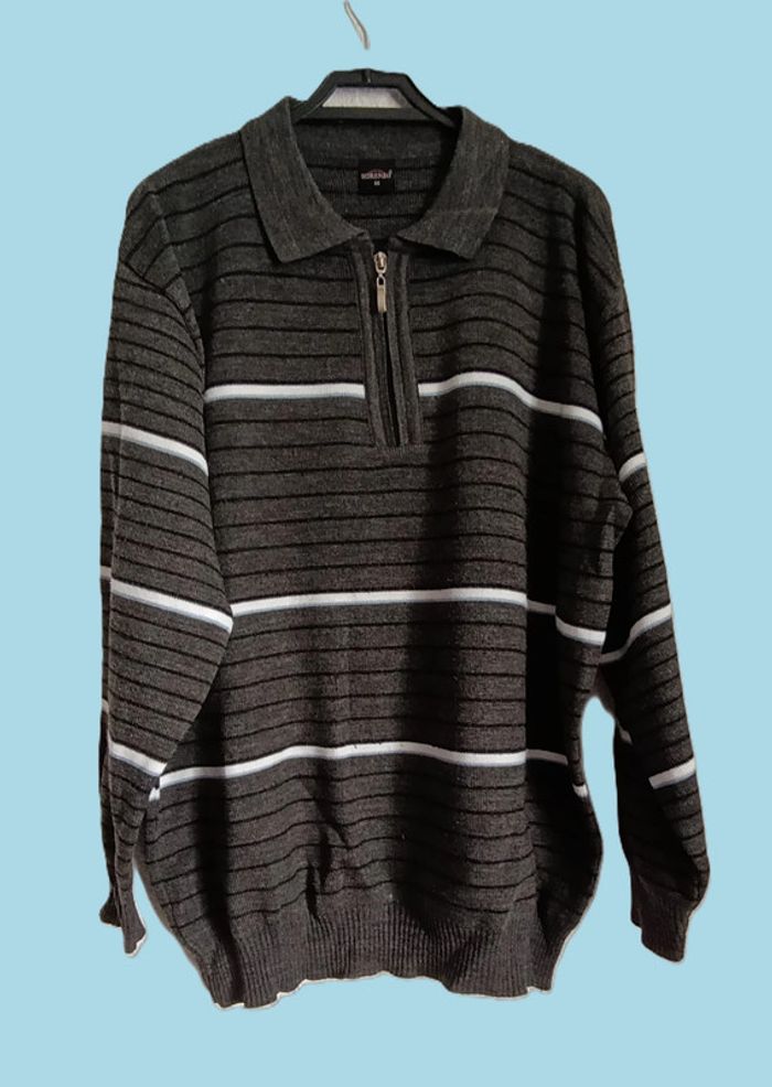Pull gris à rayures homme. Sorenzo. Taille M.