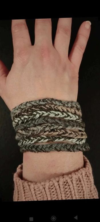 Bracelet  tressé  vert taupe  gris