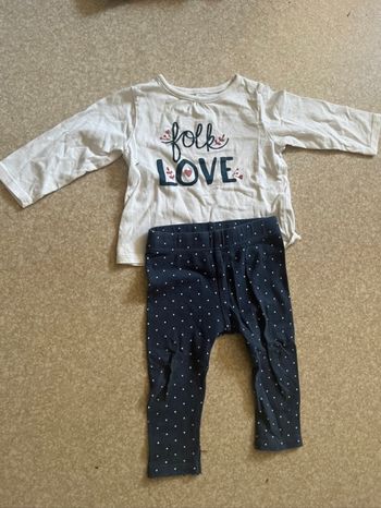 Ensemble tee shirt manches longues/legging 9 mois