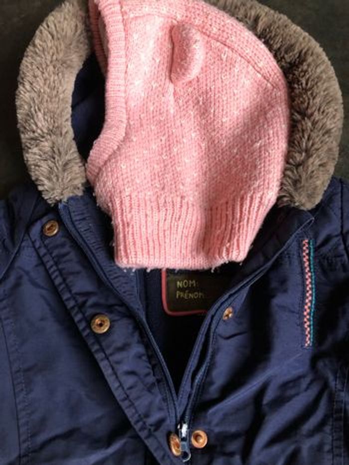 Manteau hiver fille 12 mois dpam + cagoule - photo numéro 6