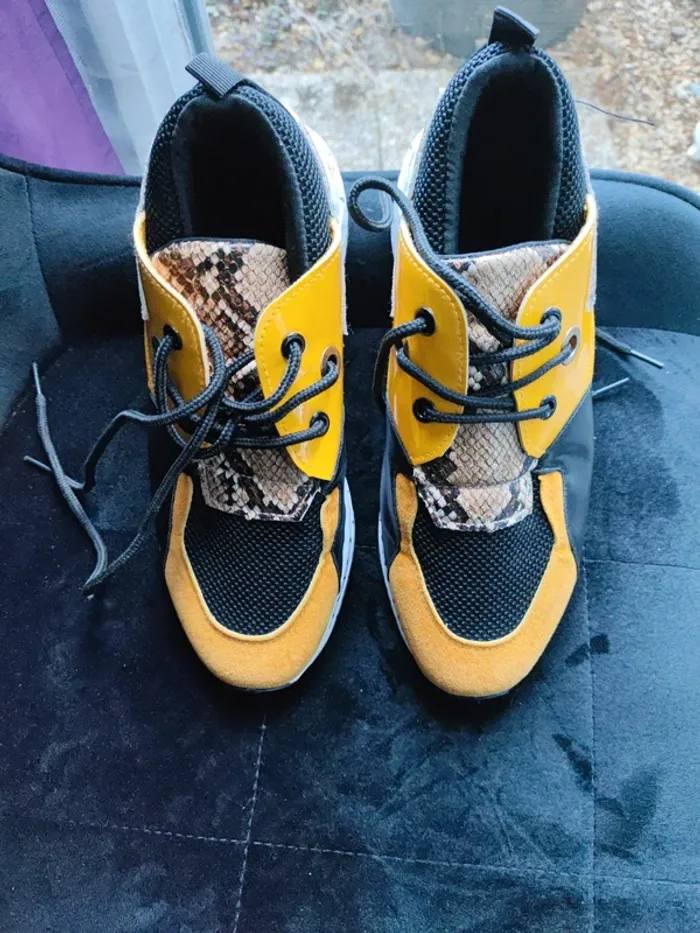 Basket femme taille 37 noir jaune - photo numéro 17