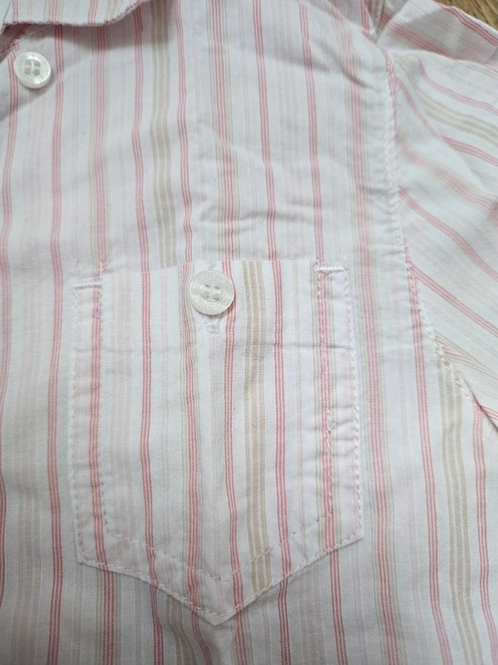 Chemise manches longues rayée blanche et rose Obaïbi 18 mois - photo numéro 2