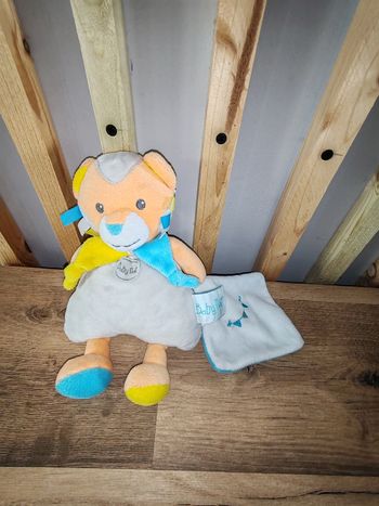 Lion renard baby nat jaune et bleu