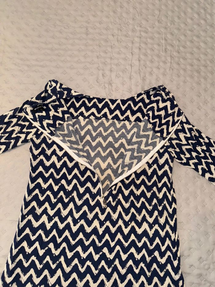 Tunique robe bleu et beige M/L tbe moda h - photo numéro 5