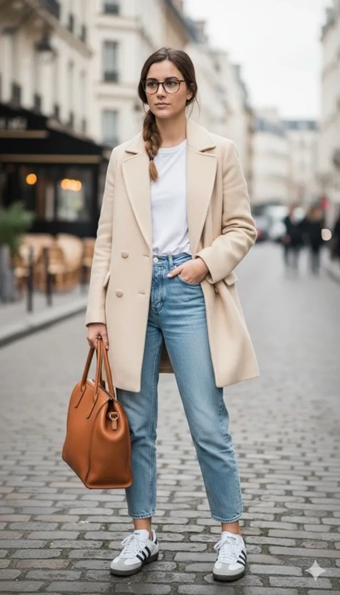 Manteau vintage en laine – Beige – coupe oversize très chaud