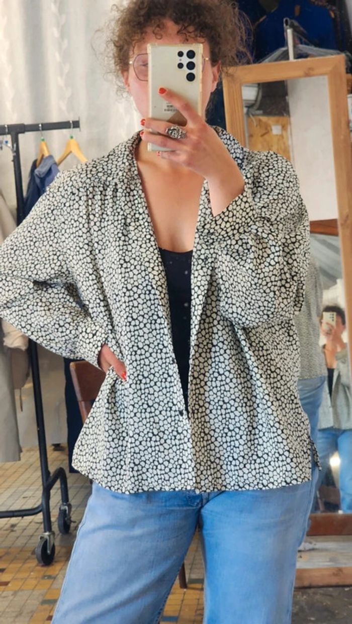 Adorable blouse à fleurs fluide vintage 80s