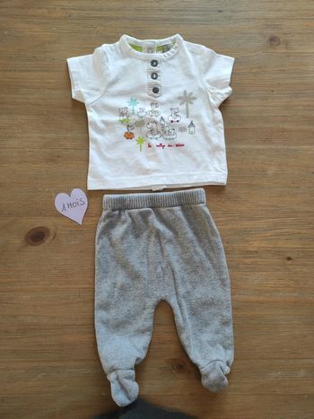 Ensemble jogging et t-shirt animaux mixte 1 mois