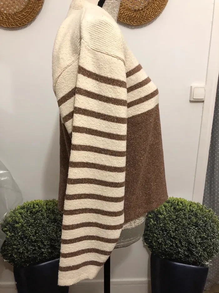 Pull rayé marron - photo numéro 2