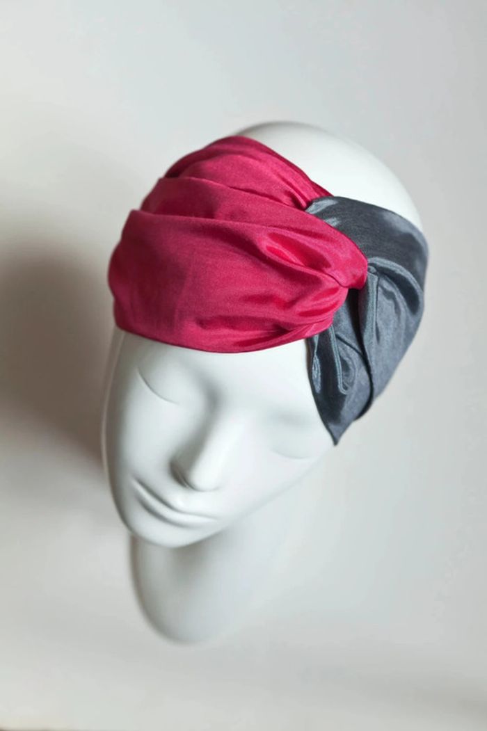 Bandeau croisé rose et gris