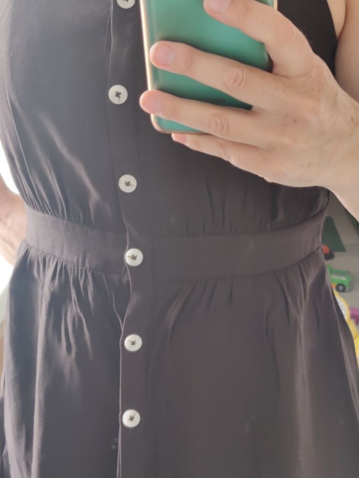 Robe noire en lin Cache Cache Taille 38 proche neuve - photo numéro 3