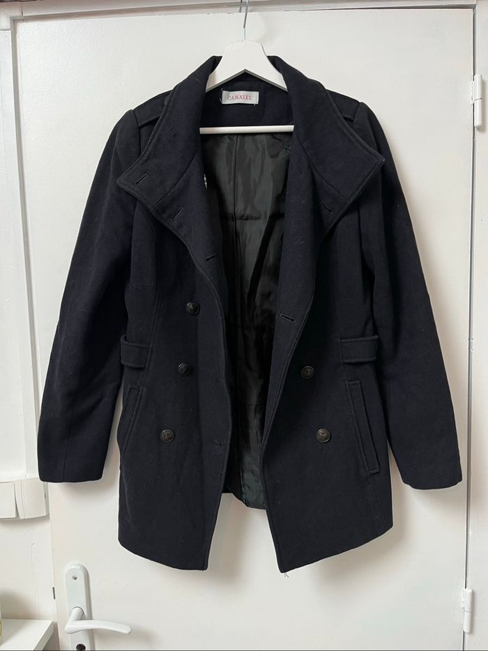 Caban bleu marine Camaïeu – Taille 36, parfait état