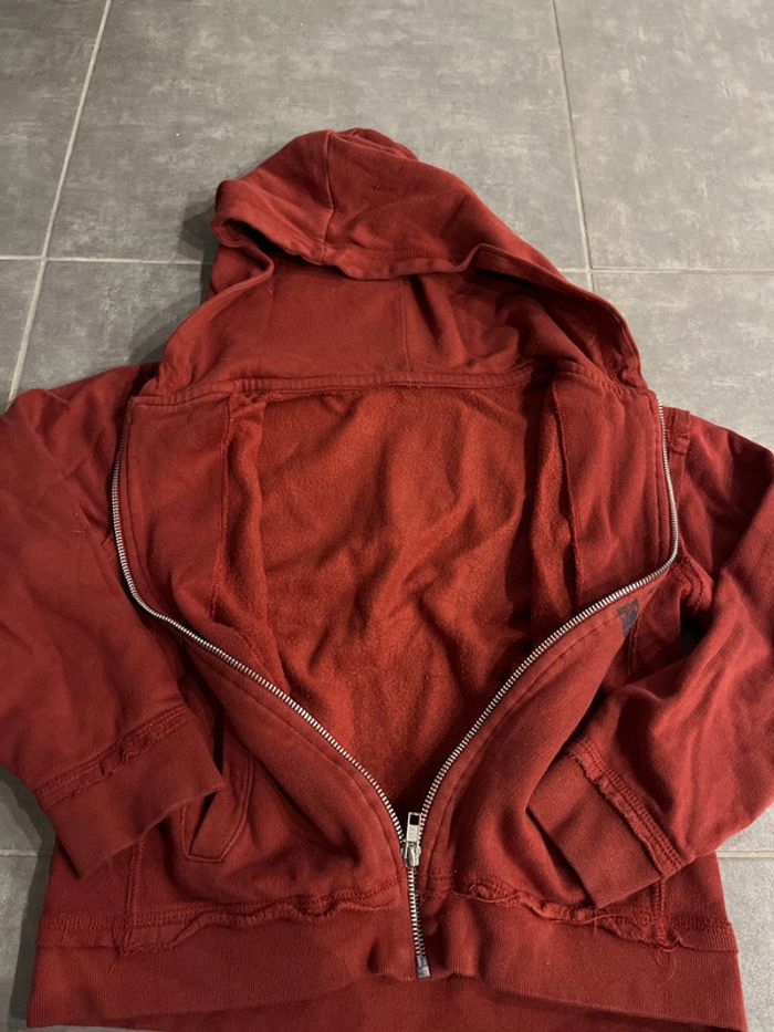 Pull zip à capuche bordeaux enfant - photo numéro 2