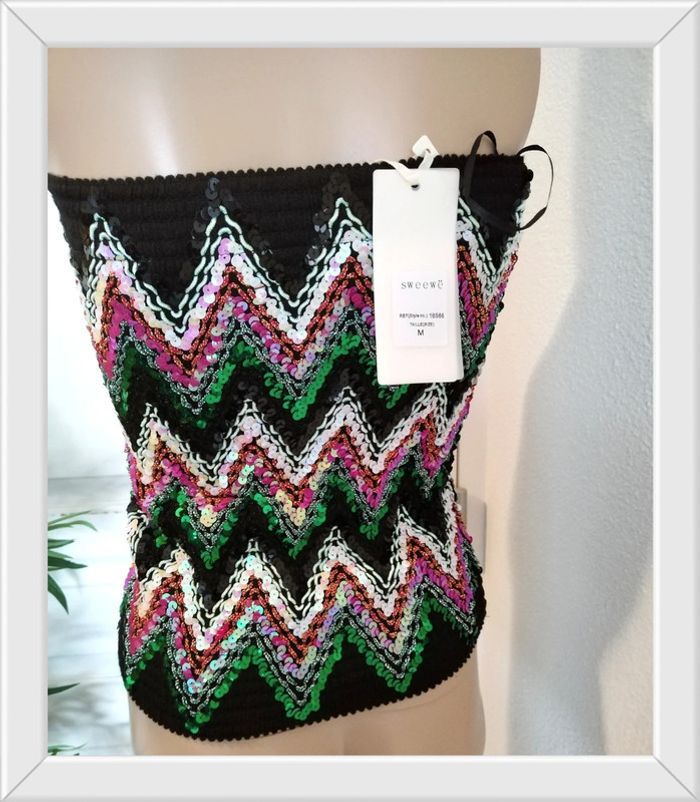 Top bustier à sequins sweewë taille S - photo numéro 3