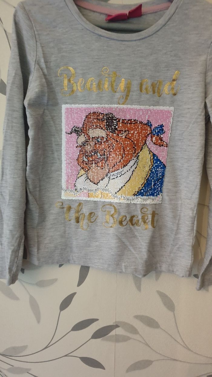 Tee-shirt manche longue la belle et la bête taille  5/6 - photo numéro 2