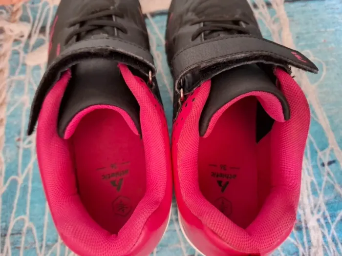Baskets Athlétisme p36 noir et rose lacets scratchs - photo numéro 7