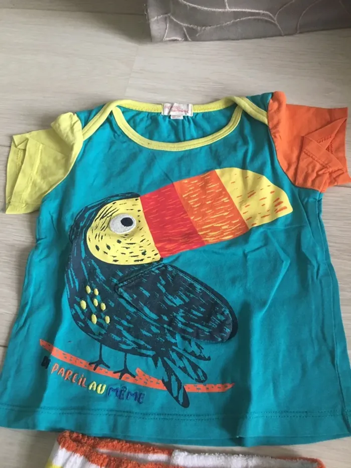 Ensemble short t-shirt en éponge 18 mois DPM - photo numéro 2