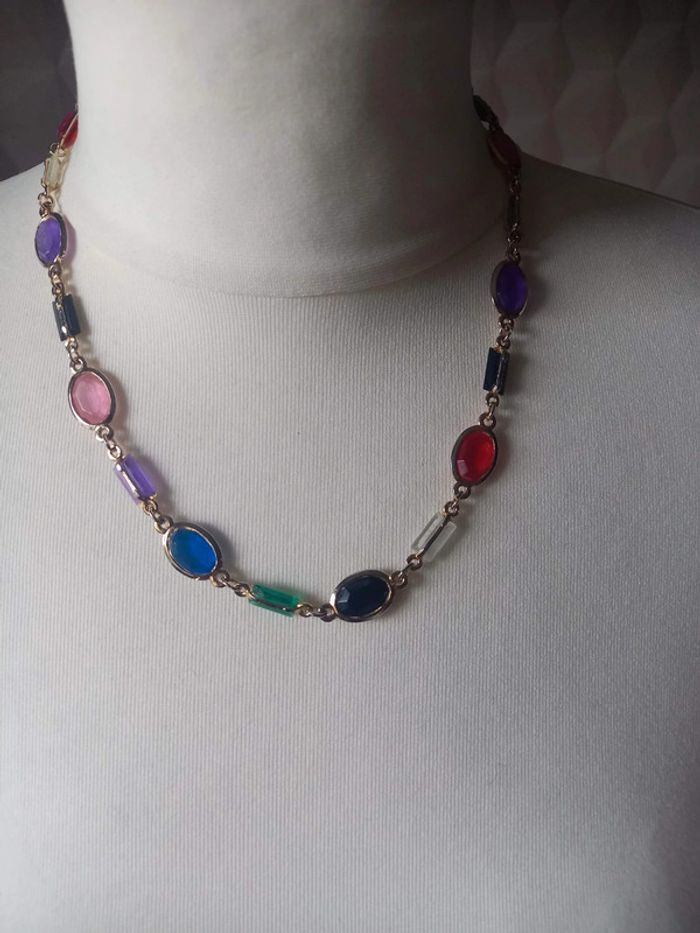 Collier fantaisie, perles multicolores