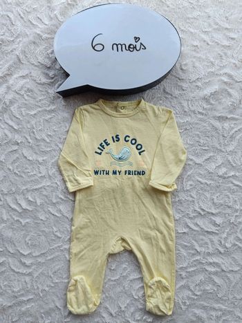 Pyjama grenouillère été léger Mixte 6 mois Life is cool with my friend baleine