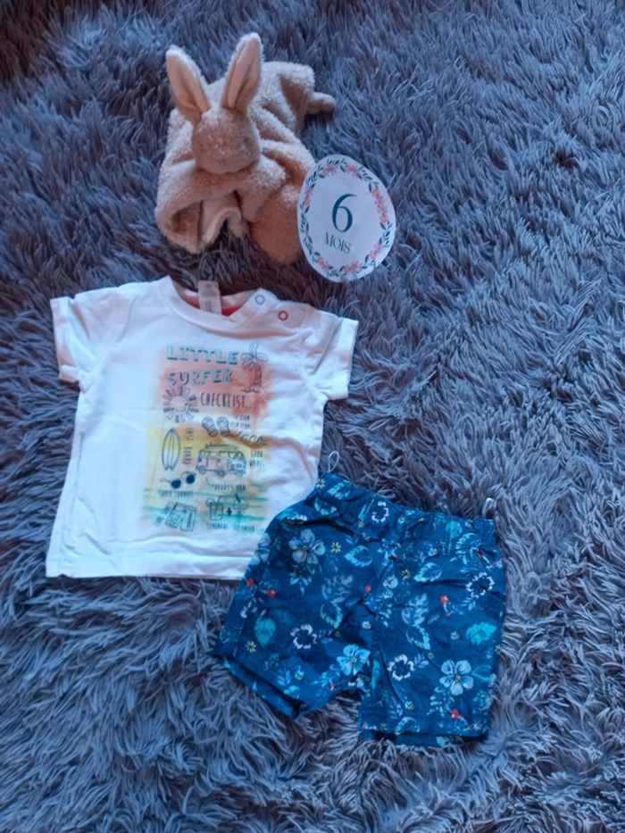 Ensemble été short + tshirt garçon 6 mois