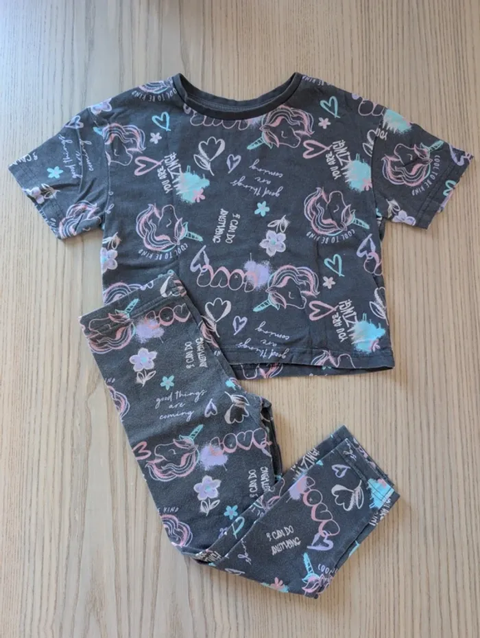 Ensemble crop top et legging Primark licorne