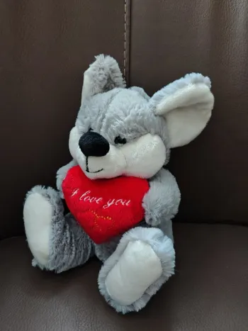 Peluche souris toute douce coeur i love you environ 30cm