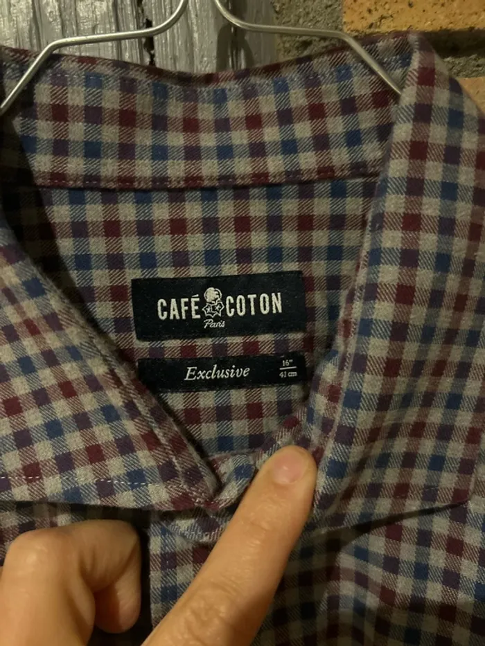 Chemise homme a carreaux, café coton, taille L - photo numéro 2