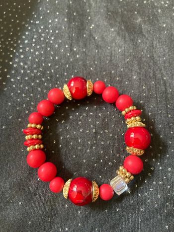 Bracelet grosses perles rouges