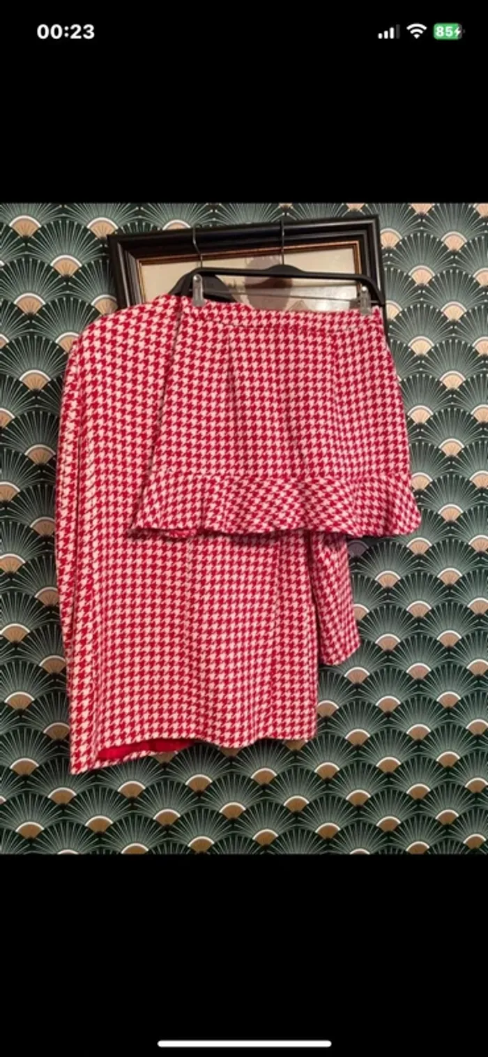 Veste Blazer tweed taille M Zara Vichy carreaux et jupe taille M. comme neuf. Valeur plus de  100€ - photo numéro 3