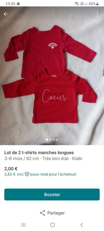 Lot 2 t-shirts manches longues