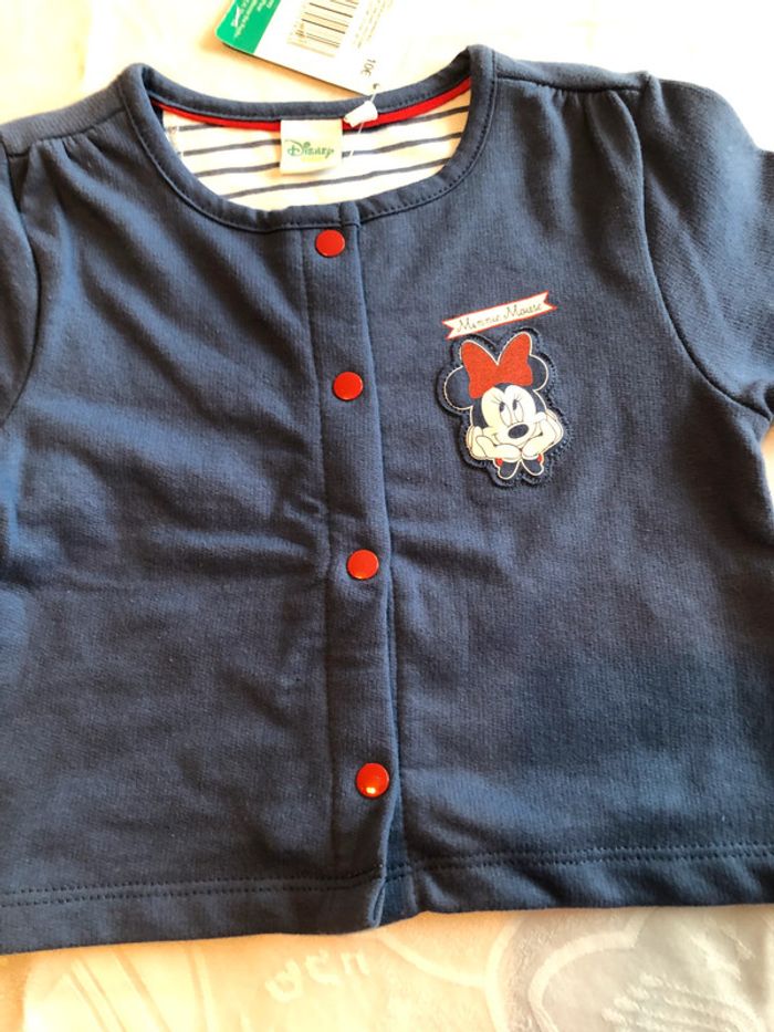 Gilet Minnie bleu neuf taille 6 mois