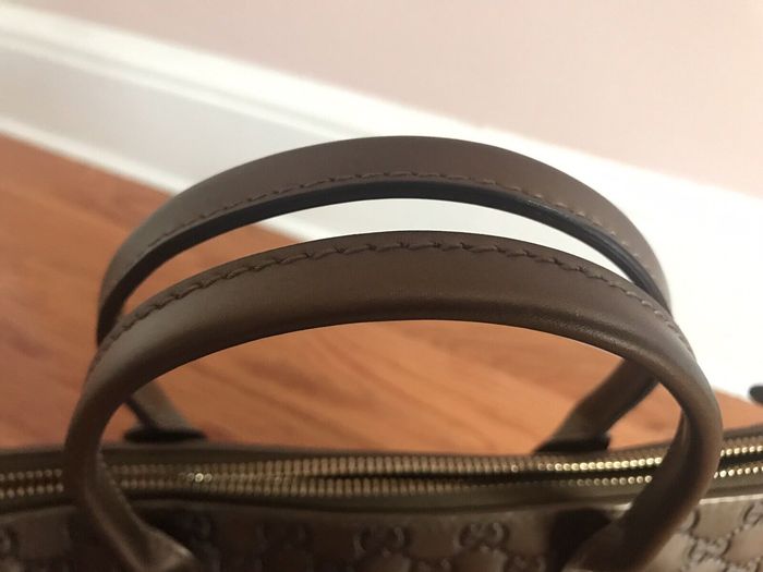 Sac cartable Gucci Guccissima en cuir marron gaufré, - photo numéro 4