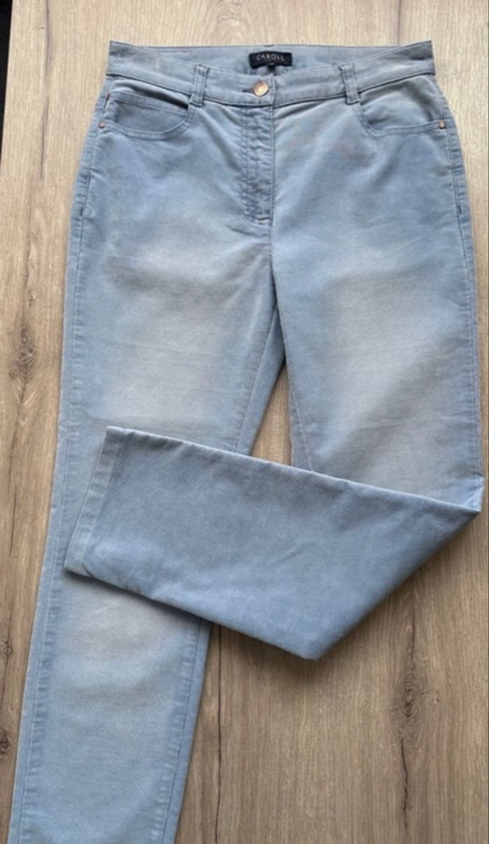 Pantalon Caroll velours côtelé taille 36 bleu ciel - photo numéro 3