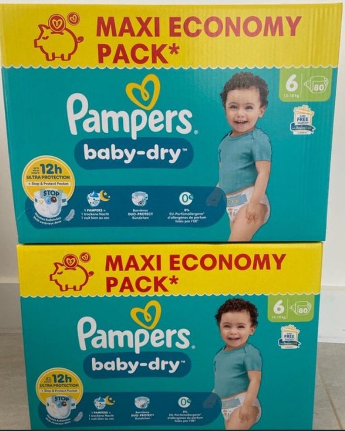 2 cartons de couches Pampers taille 6
