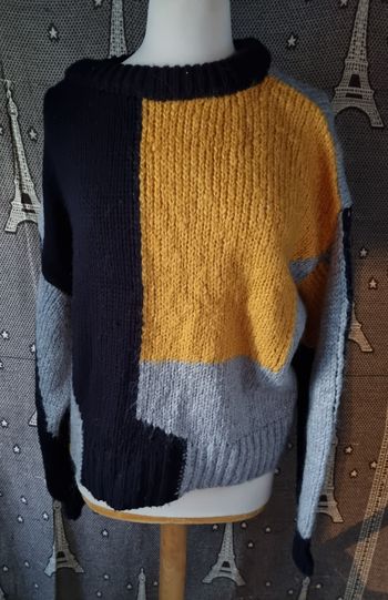 Pull tricolore style laine taille S oversize
