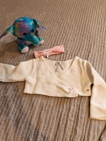 Gilet blanc et bandeau rose Orchestra 6 mois