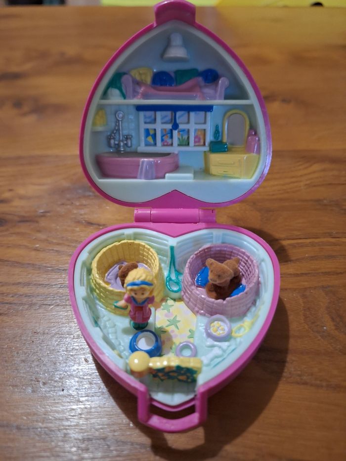 Polly pocket Precious puppies coeur rose 1993 Bluebird COMPLET