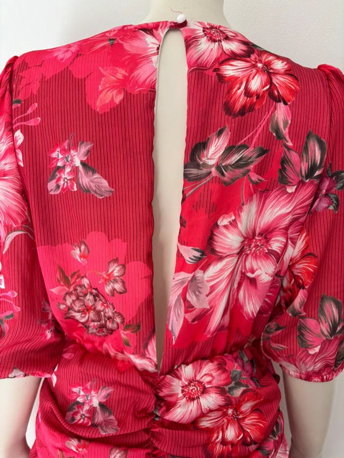 🌺Robe froncée manche 3/4 rose au motif fleuris Taille L/40🌺 - photo numéro 9