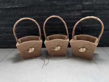 Lot de 3 paniers en toile de jute Love