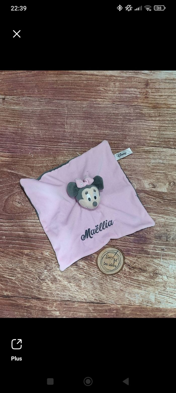 Doudou Minnie rose gris prénom à personnaliser - photo numéro 2