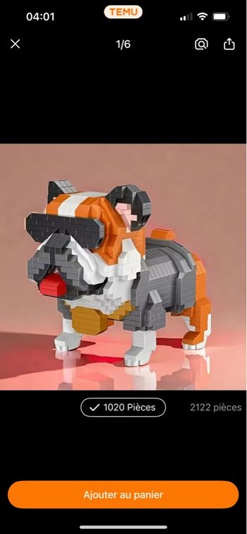 Kit de Construction Blocs – Bouledogue Cool avec Lunet