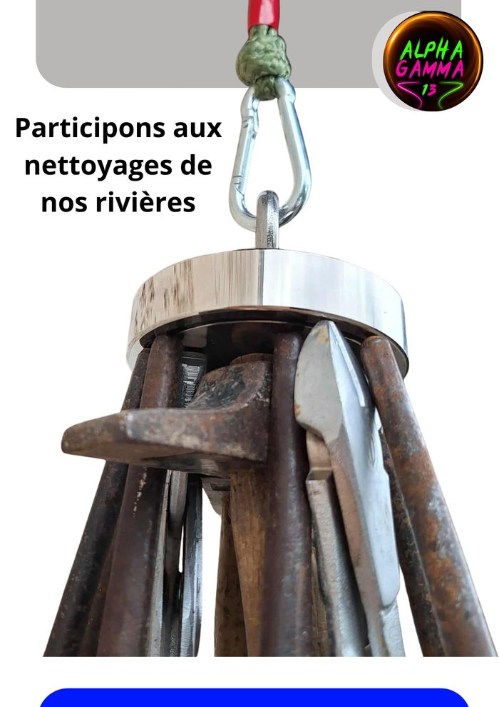 Pêche à l'aimant 300Kg ultrapuissant Ø90Mm+ corde et 2 mousquetons 20M x Ø8Mm - photo numéro 4