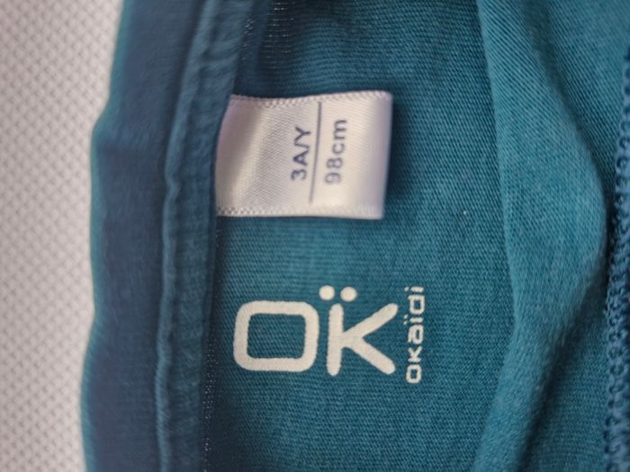 T-shirt manches longues 3 ans Okaïdi Bleu canard Ours polaire inscription keep my ice frozen - photo numéro 4