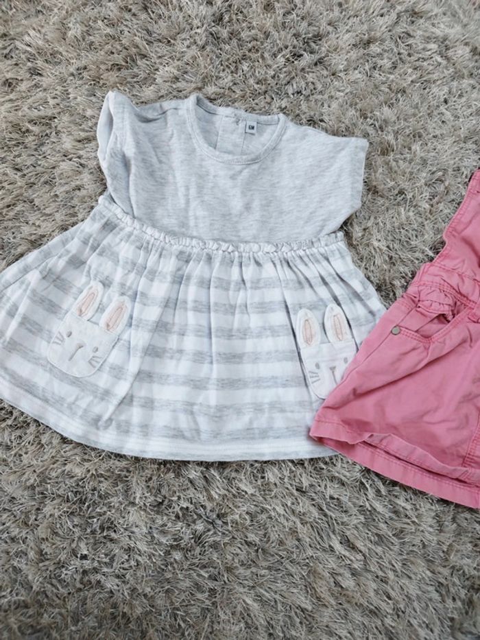 Lot de deux robes bébé fille taille 6 mois été manches courtes - photo numéro 3