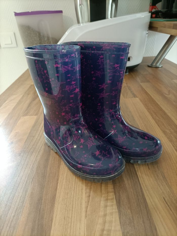Bottes de pluie violet étoiles rose 31