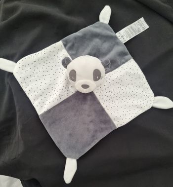 Doudou gemo Panda gris et blanc à pois
