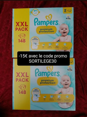 2 cartons de couches Pampers premium protection T2 taille 2