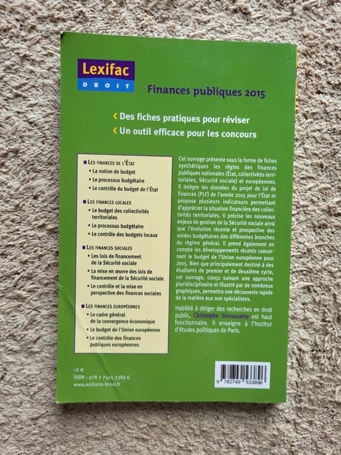Livre pour préparation de concours administratifs "Finances publiques" Lexifac Droit - photo numéro 2