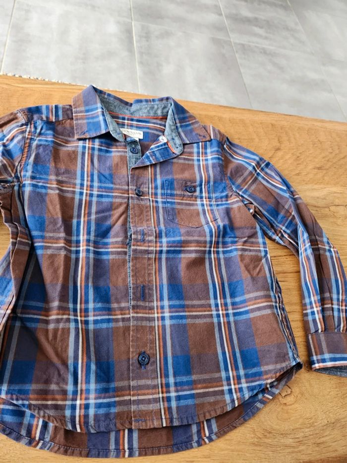 Chemise manches longues carreaux bleu marron Cyrillus - photo numéro 2